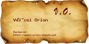 Vécsi Orion névjegykártya